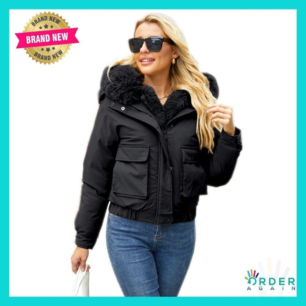 Thickened Puffer Jacket Detachable Fur Hood Winter Parka Cozy Chic